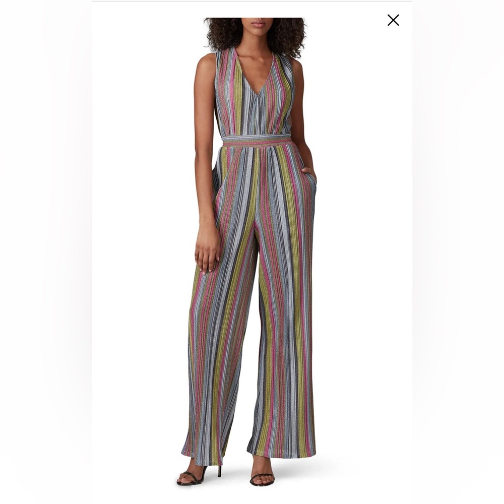 Kendall + Kylie Multi Striped Wide Leg Jumpsuit